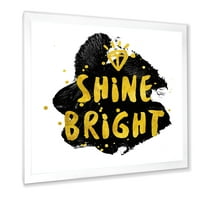 DesignArt 'Shine Bright Citat on Black' Glam uokviren umjetnički tisak