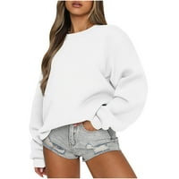 + Plus size pulover dukserica jednobojni ženski vrhovi s okruglim vratom za ljeto labavi ženski puloveri dugih