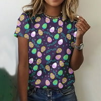 Ženske slatke uskršnje majice s kratkim rukavima s okruglim vratom bluza za zabavu Kavajska grafička tunika Ležerne