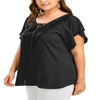 Ženska majica s kratkim rukavima od šifona, jednobojna bluza od tunike, boemska široka majica s izrezom u obliku