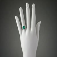 3-karatni zeleni smaragdni prsten jastučić s laboratorijski uzgojenim dijamantima od bijelog zlata od 14 karata