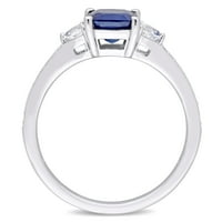 Donje prsten Miabella od 1-karatnog plavog safira T. G. W. mekom rez s bijelim сапфиром u obliku srca i dragulj