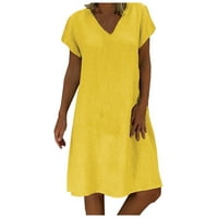 Žene Ljeto labave čvrste boje kratkih rukava V-izreza A-Line haljina