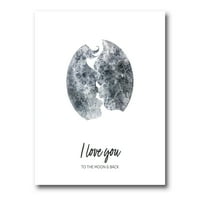 DesignArt 'Poljubac dva ljubavnika u romantičnom obliku mjeseca' Moderni platno zidni umjetnički tisak