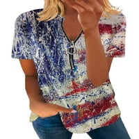 LUMONO LANDIJE Ljetni vrhovi američka majica majica majica kratkih rukava Žene labave tunične bluze Boemian v