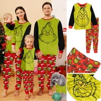 Obiteljski set božićnih pidžama za slobodno vrijeme, vrhovi dugih rukava i hlače za žene, muškarce, djecu