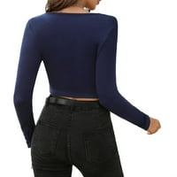 Ženske majice Ležerne jednobojne u boji u tamnoplavoj boji u boji