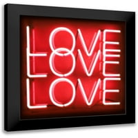 Carr, Hailee Black uokvirena suvremena muzejska umjetnička gravura pod naslovom-neonska Ljubav, Ljubav, Ljubav