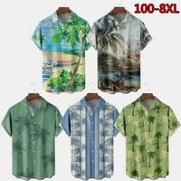 Ljetna havajska košulja za muškarce i dječake s printom kokosa ležerna havajska košulja kratkih rukava na kopčanje