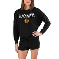 Ženski koncepti Sport Black Chicago Blackhawks okupljaju set dugih rukava i kratke hlače