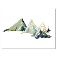 Designart 'tamnoplavi planinski krajolik zima minimalistički I' Moderni platno zidne umjetničke print