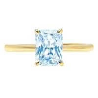 1,75-karatni sjajni dijamant s imitacijom plavog dijamanta od žutog zlata 18K ugraviran izjava Godišnjica zaruka