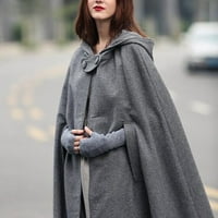 Jakna s kapuljačom za žene s kapuljačom s kapuljačom zimski Vintage kaput modni kabanica s gumbima vuneni kaput