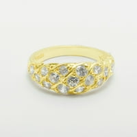 Britanci su napravili 10k žuto zlato kubični cirkonij ženski prsten za opseg - Veličina - Veličina 10,25