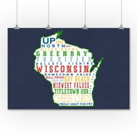 Wisconsin, državni obris, tipografija