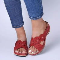 Zpanxa papuče za žene dame modne casual cvjetne sandale kline cipele Vanjske papuče okretne jastuke za žene crvene