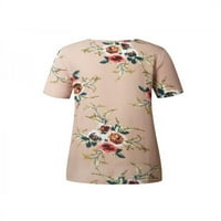 Ženska plus size casual o vratu cvjetni print majica chifon kratki rukavi vrhovi bluza za ljeto s-3xl
