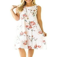 Ženski cvjetni print bez rukava casual labava mini haljina Summer Party Skater Sundress s džepovima plus veličina
