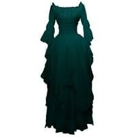 ; / Plus size, srednjovjekovne haljine za žene, slojevita Vintage haljina s volanima i neravnim rubom, s ramena