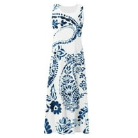 Haljine za žene Ženska sunčana Haljina Bez rukava s cvjetnim printom s dubokim dekolteom u obliku slova U, duga
