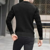 Muška majica s okruglim vratom s dugim rukavima, vrhovi vafla, pletena bluza od mišića, pulover, Crni;