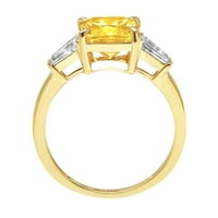 3K žuti prirodni citrin izrezan 18K žuto zlato gravirano izjava Godišnjica zaruka vjenčani prsten s tri kamena