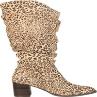 Ženska kolekcija, čizme za gležnjeve sa širokim vrhovima i koljenima u leopard antilopu u stilu do koljena