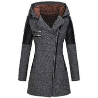 Ženska topla tanka jakna debeli kaput zimska gornja odjeća kaput s patentnim zatvaračem s kapuljačom