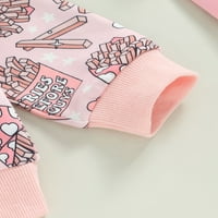 Malini za bebe djevojčice Valentinovo Outfit Friss Print Dugi rukavi O vratni pulover vrhovi + hlače za izvlačenje