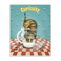 Stupell Industries znatiželja smiješna mačja crtana pločica za kućne ljubimce zidna ploča od strane Garyja Pattersona