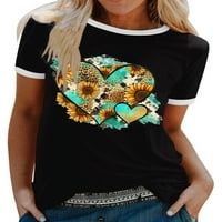 Ženska ljetna majica s kratkim rukavima majica s okruglim vratom s printom srca radna labava bluza od tunike majica