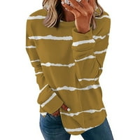 Ženske majice s kratkim rukavima s dugim rukavima u prugastom kroju, ležerni preveliki puloveri, vrhovi za jesen