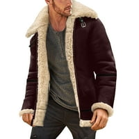 Muškarci jesen i zima plus veličina kaputa o ovratnik dugih rukava podstavljena kožna jakna vintage zgusnica jakna