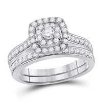 14-karatni Set vjenčanih prstenova od bijelog zlata s okruglim dijamantom