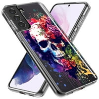 Samsung Galaxy s udaranim šokovima Clear Hybrid zaštitni telefon Fantasy Skull Crvena ljubičasta ruža poklopac