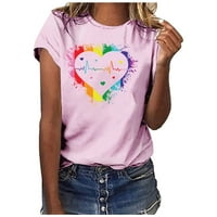 Valentinovo majica za žene Love Heart Grafički tisak grafički tisak kratkih rukava u trendu pulover
