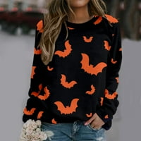 Online prodaje ženske opuštene casual modne majice s okruglim vratom s printom dugih rukava za Noć vještica