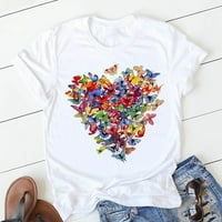 & Valentinovo ljubavno srce majice kratkih rukava s cvjetnim printom bluza Ženske majice plus size