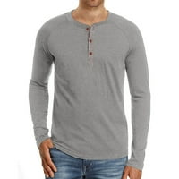 Muška Henley košulja vafla s dugim rukavima termalni Henley Top Top casual gumb majice