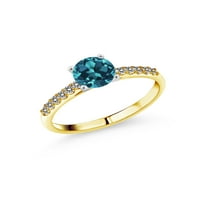 Kralj dragulja 1. Prsten od žutog zlata od 10 karata s okruglim londonskim plavim topazom i bijelim dijamantom