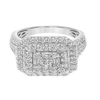 Keepsake 2CTW Baguette i okrugli dijamant 10KT bijelo zlato Multi-Halo zaručnički prsten