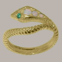 Britanci su napravili 18k žuto zlato Natural Opal & Emerald Womens Band Ring - Veličina Opcije - Veličina 9.5