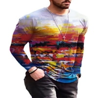 Avamo muški otisnuti dugi rukav okrugli vrat casual majice gornje lagane udobne pulover bluze košulje