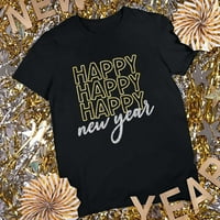 Sretna Nova godina, ženske casual majice kratkih rukava majica s okruglim vratom s printom slova, modna tunika,