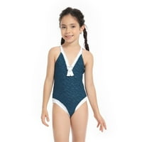 Jednobojni kupaći kostimi za Tinejdžerke, prekrivači za prsa, izrez u obliku slova u, križni kupaći kostimi za