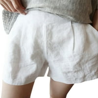 Ženske Ležerne mini hlače za plažu, vrećaste jednobojne hlače, havajske Bermude, kratke vruće hlače u bijeloj