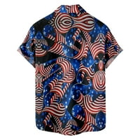 qolati havajske košulje za muškarce ležerna lagana gumb kratkih rukava Down Henleys bluza američka zastava Print