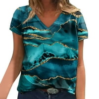 Ženske Ležerne ljetne majice s izrezom i printom u obliku slova U, majice za vježbanje kratkih rukava, Ležerne