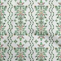 ; pamučna poplin Zelena Tkanina Azijska keramika Cvjetni Šivaći Zanati otisci na tkanini širine dvorišta