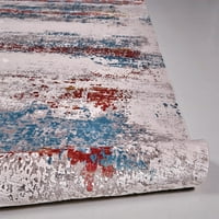 Lindstra gradijentni akvarelni tepih, sivo duboko crveno plavo, 7ft-9 inča 11ft prostirka